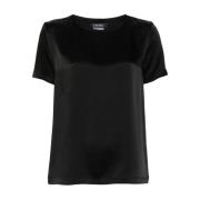 Zwart Satijnen T-shirt met Logo Max Mara , Black , Dames