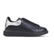 Zwarte Sneakers met Zilveren Hiel Alexander McQueen , Black , Heren