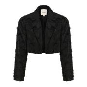 Korte Zwarte Blazer met Klassieke Kraag Soaked in Luxury , Black , Dam...