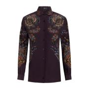 Blauwe Paisley Zijden Overhemd Etro , Multicolor , Dames