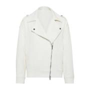 Ritssluiting Bikerjack in Katoen/Linnen Brunello Cucinelli , White , D...