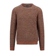 Mouliné O-Neck Sweater Fynch-Hatton , Orange , Heren