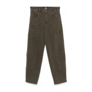 Barrel Leg Jeans Paige , Green , Dames