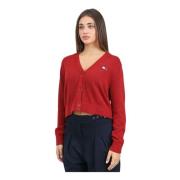 Rode Korte Vest Hedendaagse Outfit Touch Tommy Jeans , Red , Dames