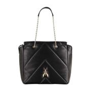 Leren emmer tas met rits Patrizia Pepe , Black , Dames