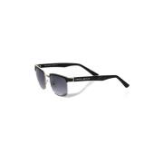 Clubmaster Zonnebril Zwart Leren Frame Frankie Morello , Black , Heren