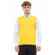 V-hals Gebreid Vest Regular Fit Alpha Studio , Yellow , Heren