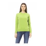 Lange Mouw Ronde Hals Monogram Top Baldinini , Green , Dames