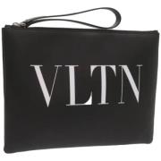 Pre-owned Leather clutches Valentino Vintage , Black , Dames