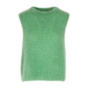 Mohair Gilet met Lurex Details Ottod'Ame , Green , Dames