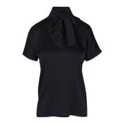 Zijden hoge hals blouse Jucca , Black , Dames