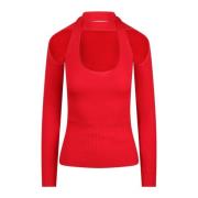 Geribbeld Viscose Cut-Out Top Coperni , Red , Dames