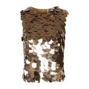 Mouwloze top met pailletten en ritssluiting Liviana Conti , Brown , Da...