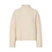 Rib Turtleneck Trui - Off White Modström , Beige , Dames