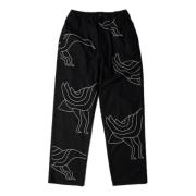 Eend Gestikte Wijde Broek by Parra , Black , Heren