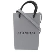 Pre-owned Leather shoulder-bags Balenciaga Vintage , Gray , Dames