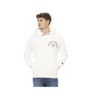 Hoodie met voorprint en logo Automobili Lamborghini , White , Heren