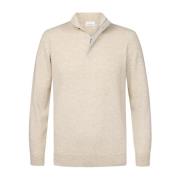 Beige Wolmix Half Zip Trui Profuomo , Beige , Heren