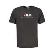 Zwart Katoenen T-shirt Fila , Black , Heren