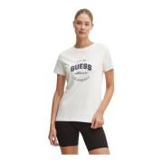 Katoen Logo T-shirt - Wit Guess , White , Dames