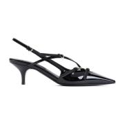 Zwarte Lakleren Pumps met Puntige Neus Miu Miu , Black , Dames