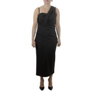 Zwarte Midi Jurk met Ongelijke Mouwen Moschino , Black , Dames