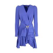 Vloeibare microcrepe jurk met metalen gesp Pinko , Blue , Dames