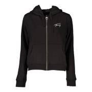 Zwarte hoodie met rits voor vrouwen Tommy Hilfiger , Black , Dames