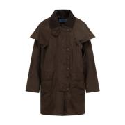 Bruine Corduroy Kraag Jas Aw24 Prada , Brown , Dames