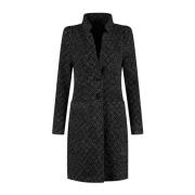 Gebreide Kabelpatroon Lange Blazer ML Collections , Black , Dames