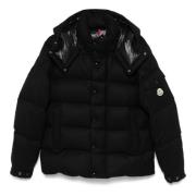 Zwarte Wollen Donsjas Gewatteerd Ontwerp Moncler , Black , Heren