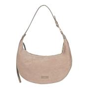 Suède schoudertas met leren handvat My Best Bags , Beige , Dames