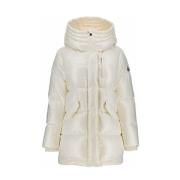 Gewatteerde jas met capuchon en patchlogo Jott , Beige , Dames