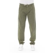 Chino broek met knoop en rits Baldinini , Green , Heren