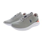 Sportieve grijze vetersneakers met logo U.s. Polo Assn. , Gray , Heren