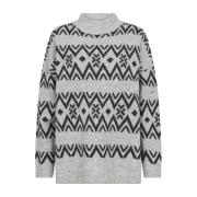 Gezellig Gebreide Trui met Hoge Hals Soyaconcept , Gray , Dames