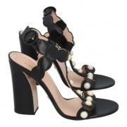 Pre-owned Leather sandals Gucci Vintage , Black , Dames