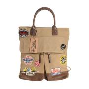 Canvas Aviator Tas - Beige Tote VON Dutch , Brown , Heren