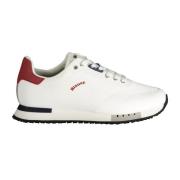 Heren Witte Sportschoenen met Contrast Details Blauer , White , Heren