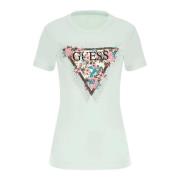 Dames T-shirt met Logo Print Guess , Green , Dames