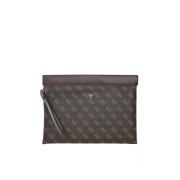 Monogram PU leren clutch tas Guess , Brown , Heren