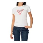 Logo T-shirt voor dames Guess , White , Dames