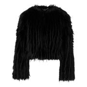 Vintage Fun Fur Korte Jas Marc Cain , Black , Dames