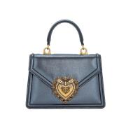 Donkergrijze Leren Tas met Ketting Dolce & Gabbana , Blue , Dames