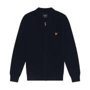 Gebreide Lamswolmix Gebreide Bomber Lyle & Scott , Blue , Heren