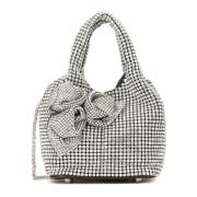 Glanzende handtas met zirkonen en 3D-bloemen Kazar , Gray , Dames