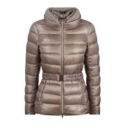 Ultralight Nylon Donsjas met Wollen Kraag Herno , Beige , Dames