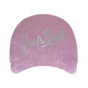 Fluwelen Baseballpet met Strass Schrift MC2 Saint Barth , Pink , Dames