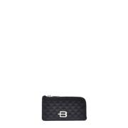 Wallet in black quilted leather leather Baldinini , Black , Dames