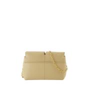 Beige Leren Snip Clutch Crossbody Tas Burberry , Beige , Dames